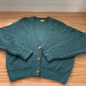 Green button cardigan